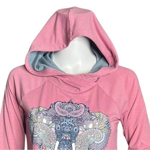 Lularoe‎ Hoodie Women XS Amber Pink Gray Triabl Elephant Lightweight Jersey Knit - Picture 4 of 7